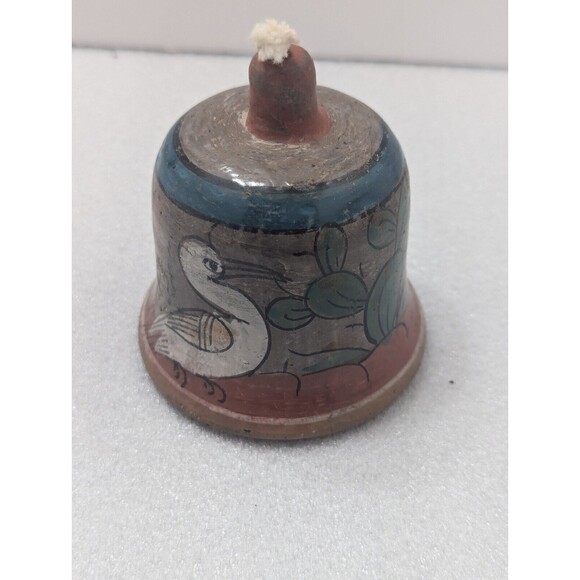 Rare Vintage Tonala Pottery Bell Hand Painted Folk Art Mexico - Picture 1 of 4